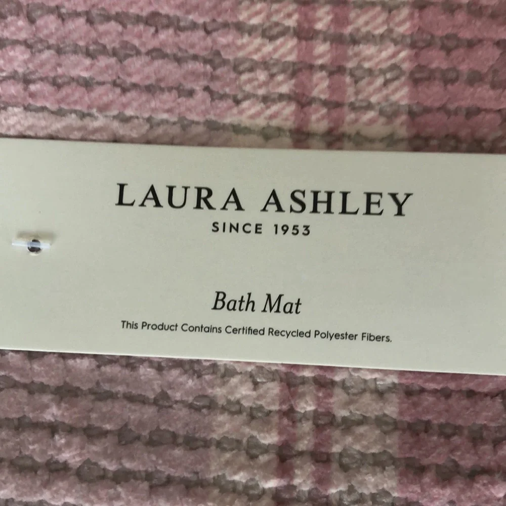 Laura Ashley Pink Plaid Accent Bath Mat Rug